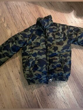 Men's Camo Puffer Jacket - Green Camouflage